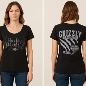 Harley-Davidson Grizzly Missoula Montana Rhinestone T-Shirt – Women’s Size L
